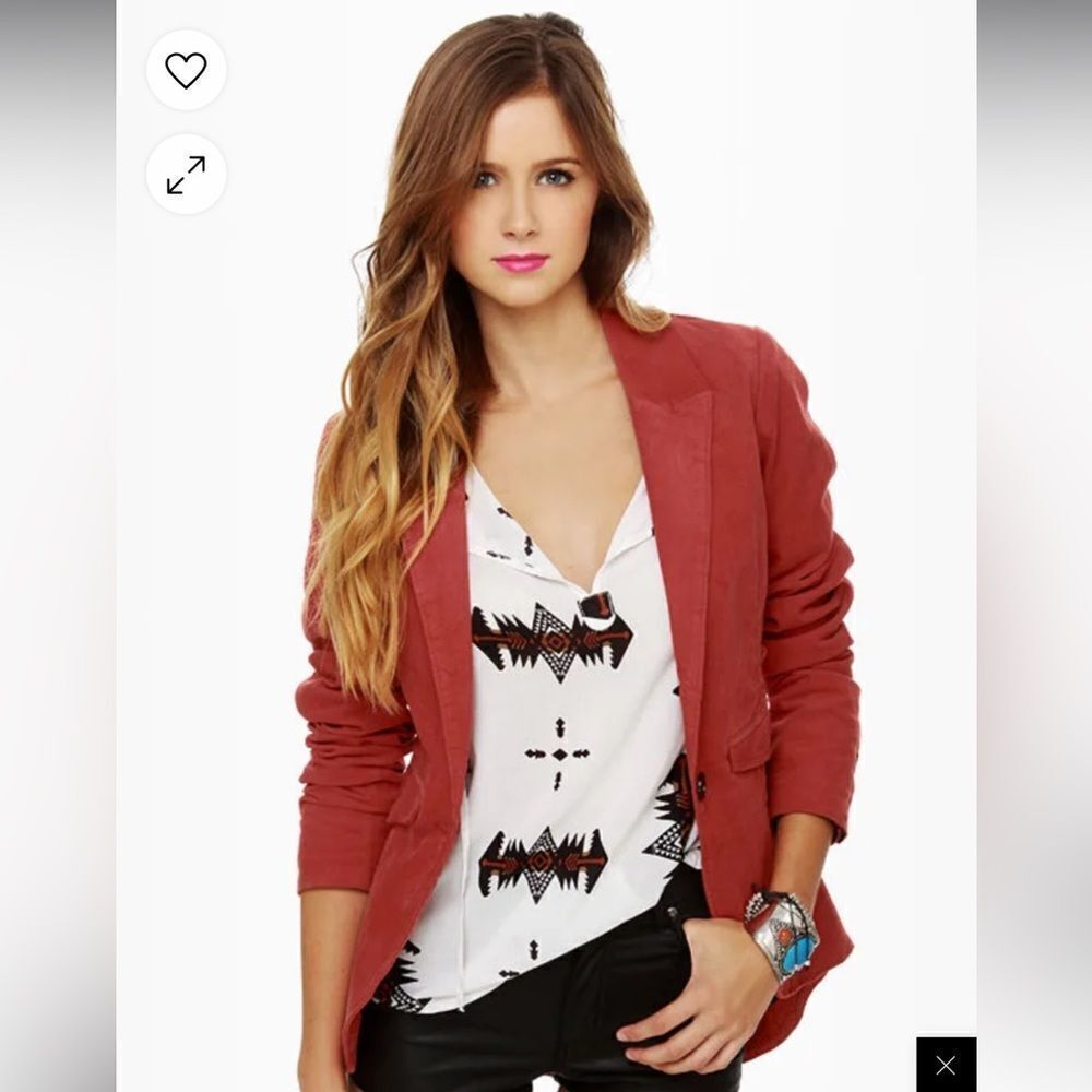 Volvimos Rust Red Corduroy Single Button Blazer Jacket